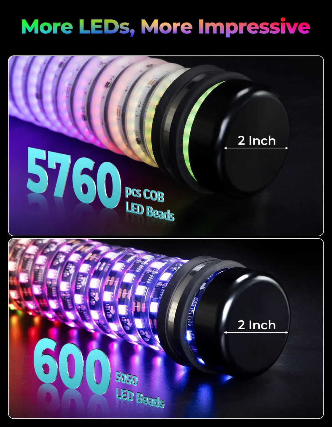 2FT COB Fat Whip Lights PAIR