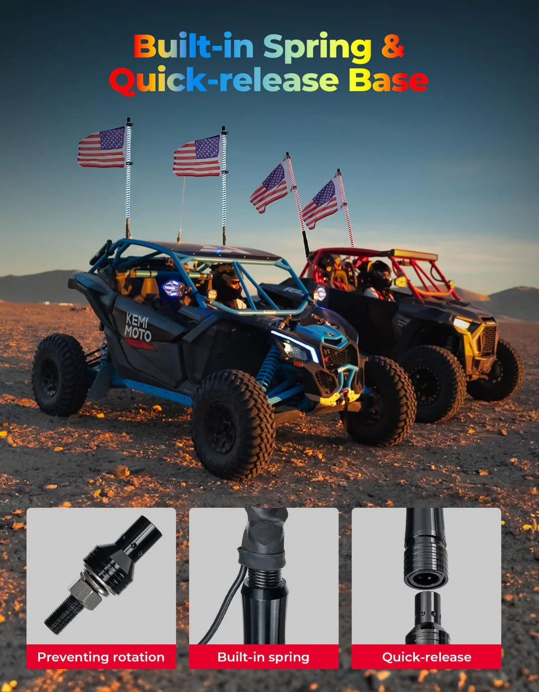 3FT COB Whip Lights PAIR