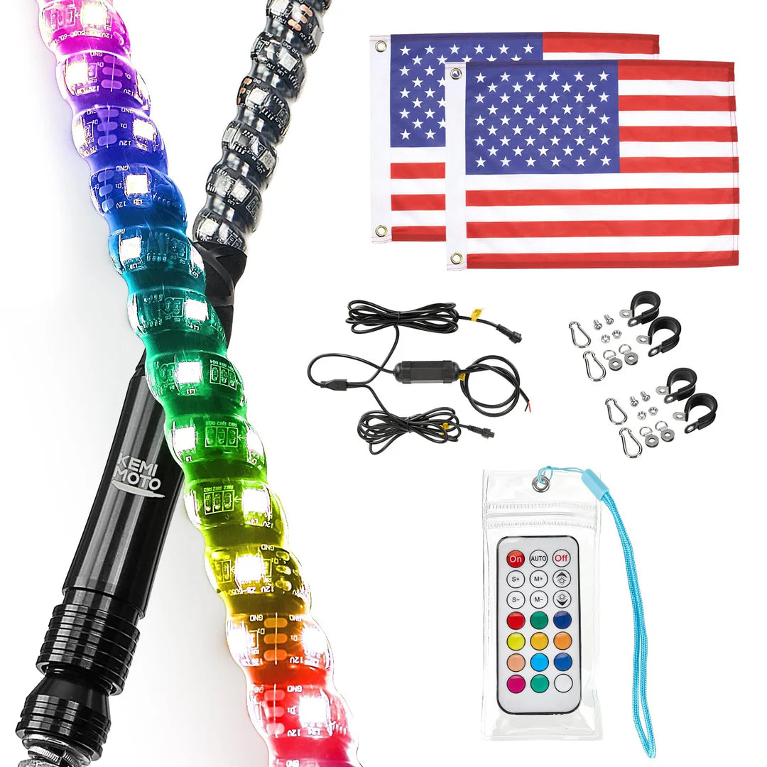 2FT 2PCS Spiral LED Whip Lights