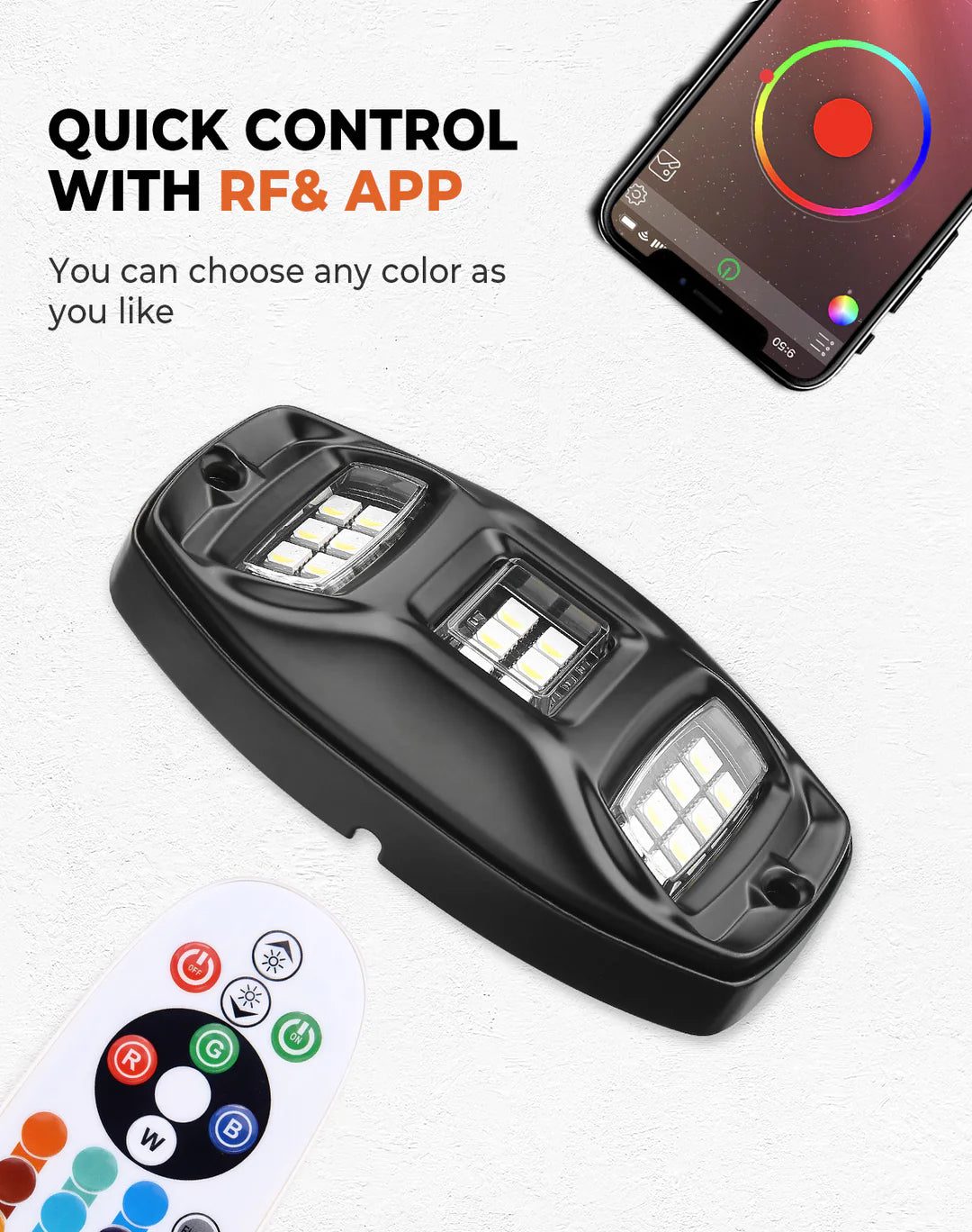 Universal 8 Pods RGB Rock Light Kit For UTV ATV Jeep Truck SUV Car