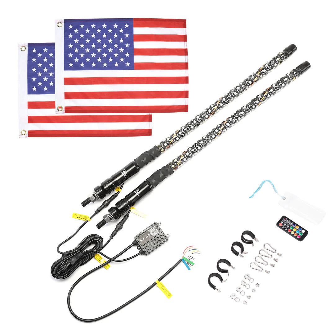 2FT 2PCS Spiral LED Whip Lights