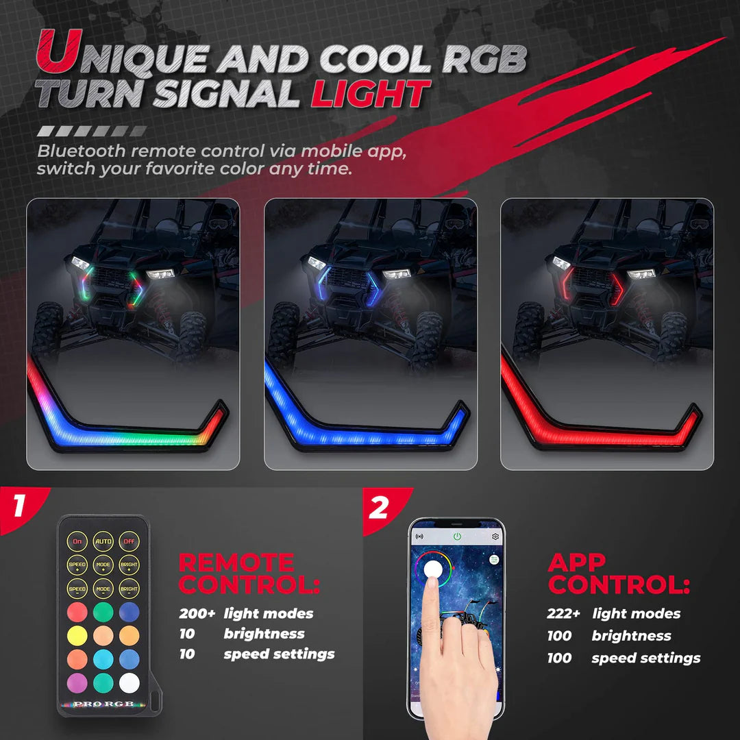 RGB Turn Signal Lights Fit Polaris RZR XP 1000 Turbo (2019-2023)