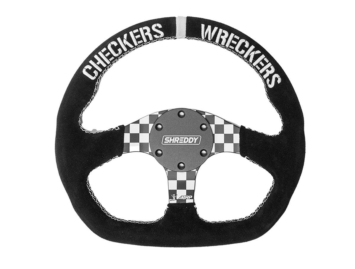 PRP X SHREDDY CHECKERED STEERING WHEEL, D-SHAPED