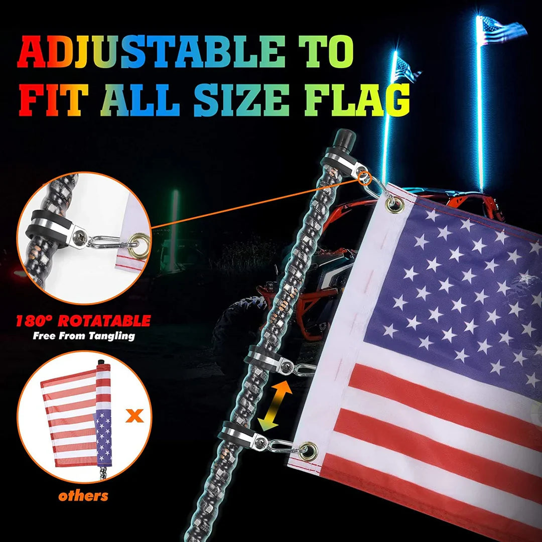 3FT 2PCS Spiral Whip Light Bluetooth Control