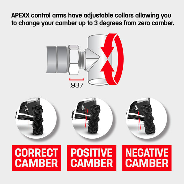 APEXX Upper and Lower Rear Raked Control Arms - Polaris Ranger 1500 XD