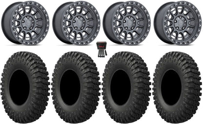 Fuel Cycle 15" Wheels Gunmetal with 32" MotoCrusher Tires MOUNTED SET