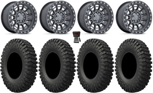 Fuel Cycle 15" Wheels Gunmetal with 32" MotoCrusher Tires MOUNTED SET