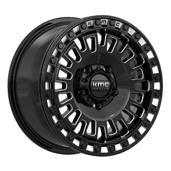 KMC Aztec Beadlock 15x7 Black/Milled +38mm with 32" Valor Tango Tire set