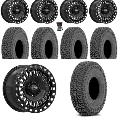 KMC Aztec Beadlock 15x7 Black/Milled +38mm with 32" Valor Tango Tire set