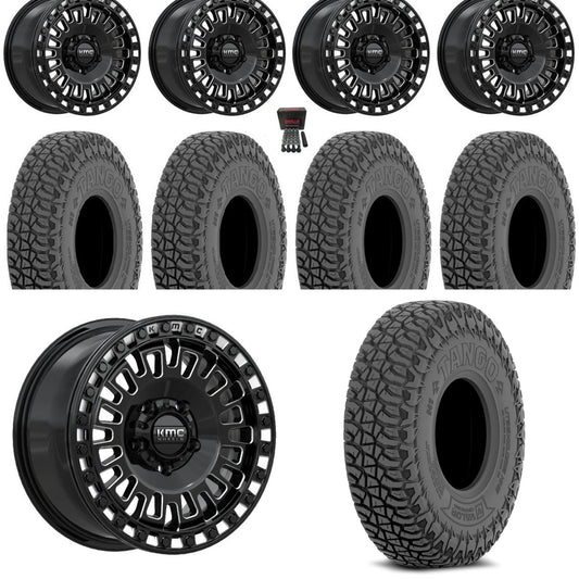 KMC Aztec Beadlock 15x7 Black/Milled +38mm with 32" Valor Tango Tire set