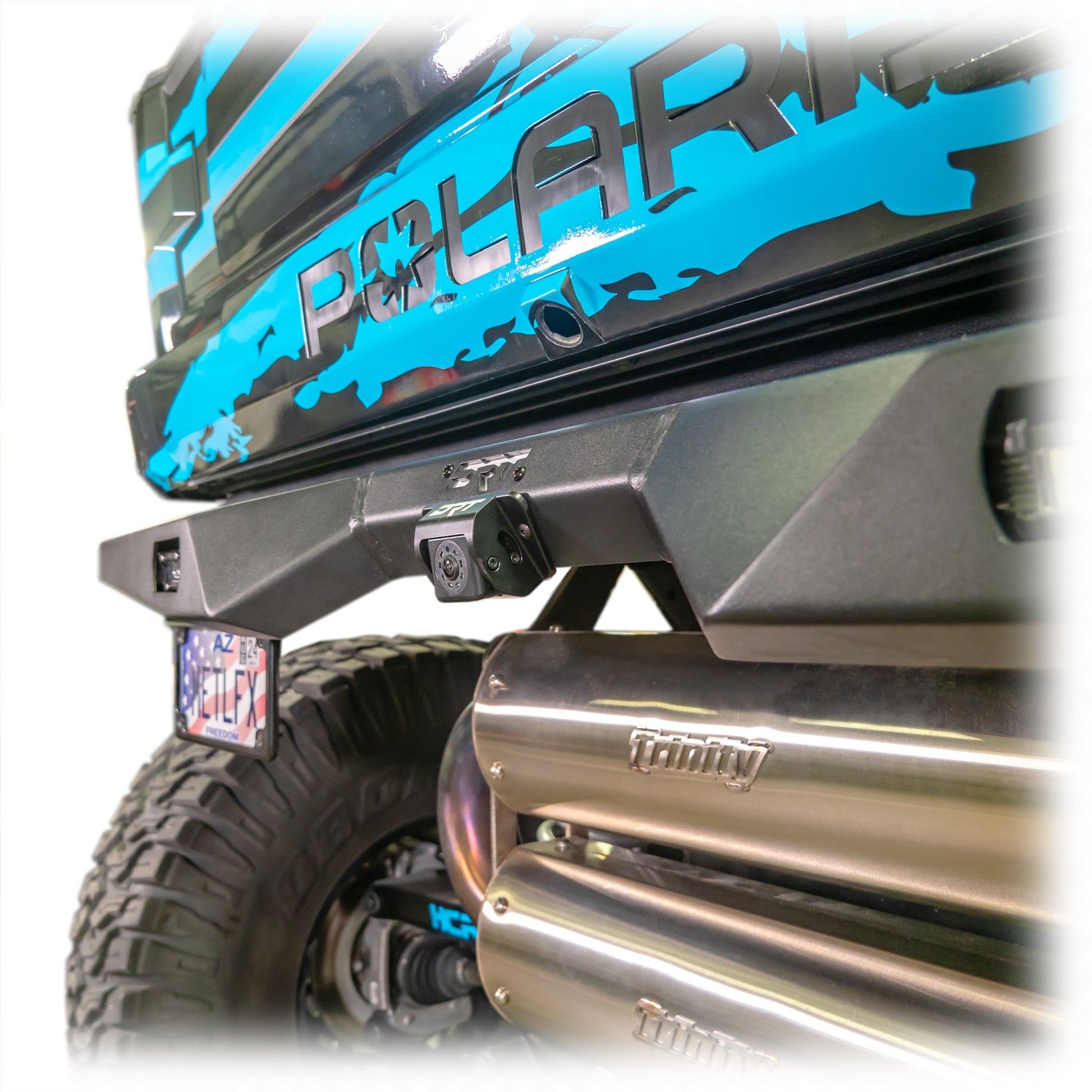 Rear camera repositioning kit designed for Polaris Xpedition
