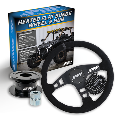 PRP Heated Suede Steering Wheel Kit with Quick Release Hub for Polaris , Can Am , Arctic Cat , EZ-GO, GEM, John Deere Gator