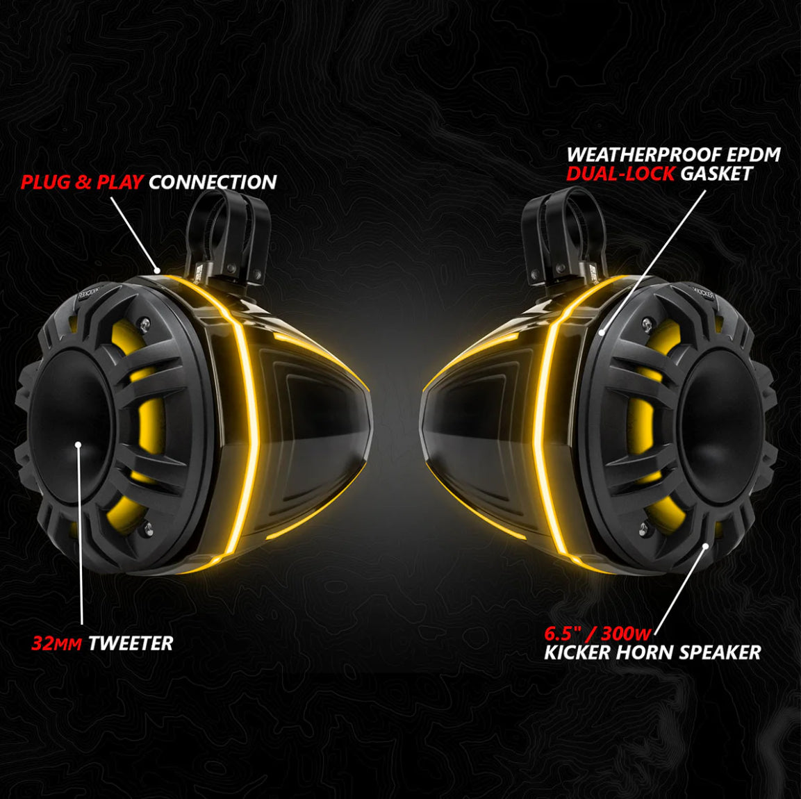 2024-2025 Can-Am® Maverick R, Phase-6 K-Spec 1650watt 6-Speaker Stereo System with Kicker Horns