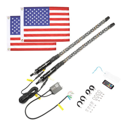 2FT 2PCS Spiral LED Whip Lights