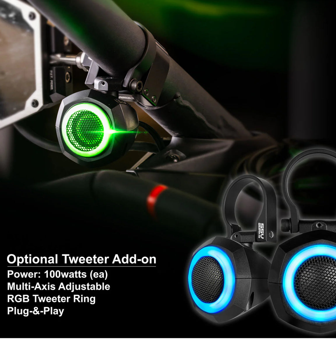 2024-2025 Can-Am® Maverick R, Phase-6 K-Spec 1650watt 6-Speaker Stereo System with Kicker Horns