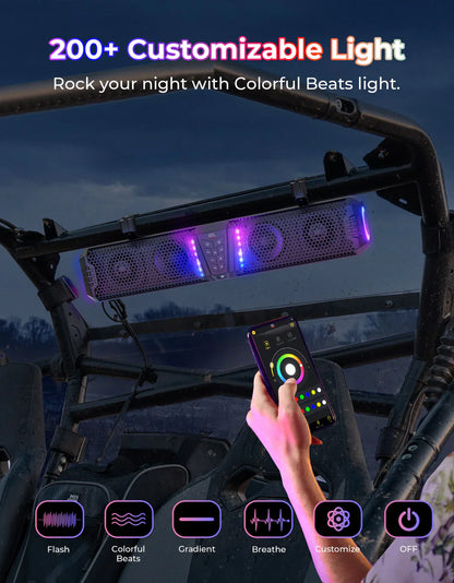 Midnight 60 26" 4-Speaker UTV Bluetooth Sound Bar w/RGB Lighting