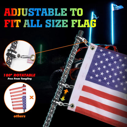 3FT 2PCS Spiral Whip Light Bluetooth Control