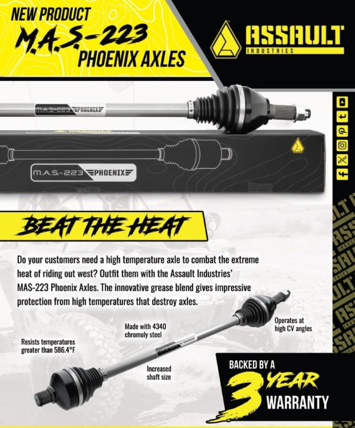 ASSAULT INDUSTRIES MAS-223 PHOENIX AXLE FOR CAN-AM MAVERICK X3