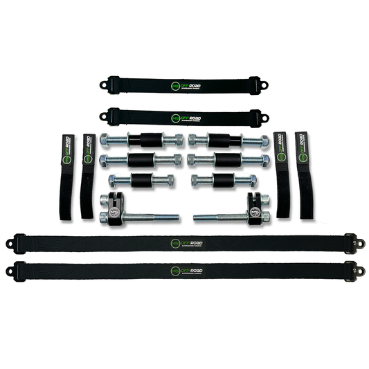 Set of mechanical components on a white background