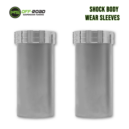 Two shock body wear sleeves with MTS Off-Road logo on a white background