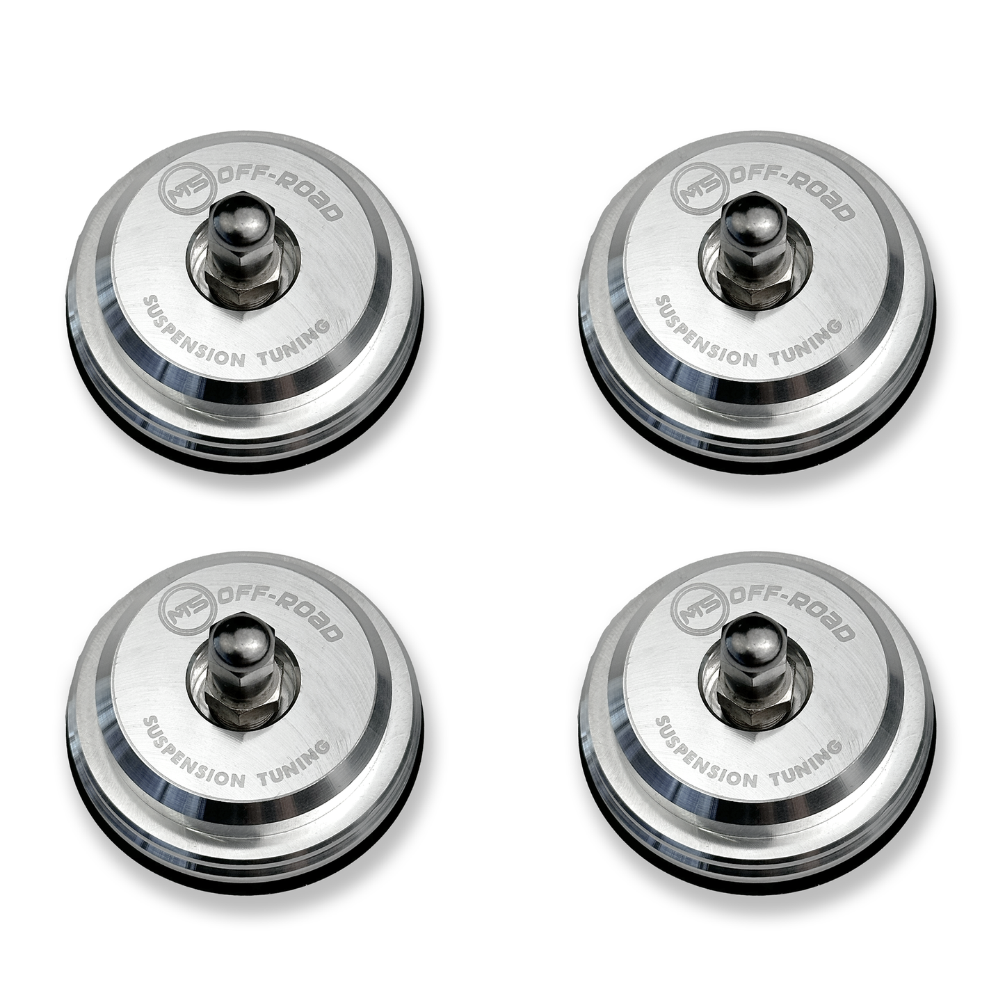 MTS Offroad Four metallic suspension tuning components on a white background