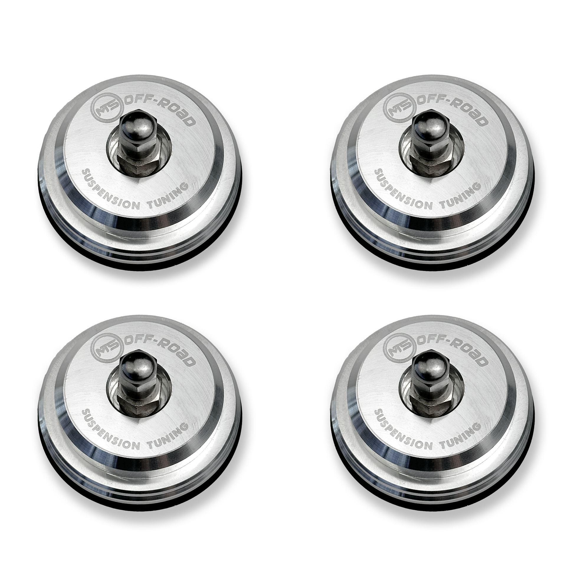 MTS Offroad Four metallic suspension tuning components on a white background