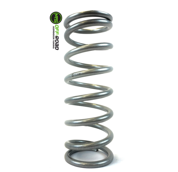 MTS Offroad silver spring with logo to the left of the spring white background, spring is centered to the image