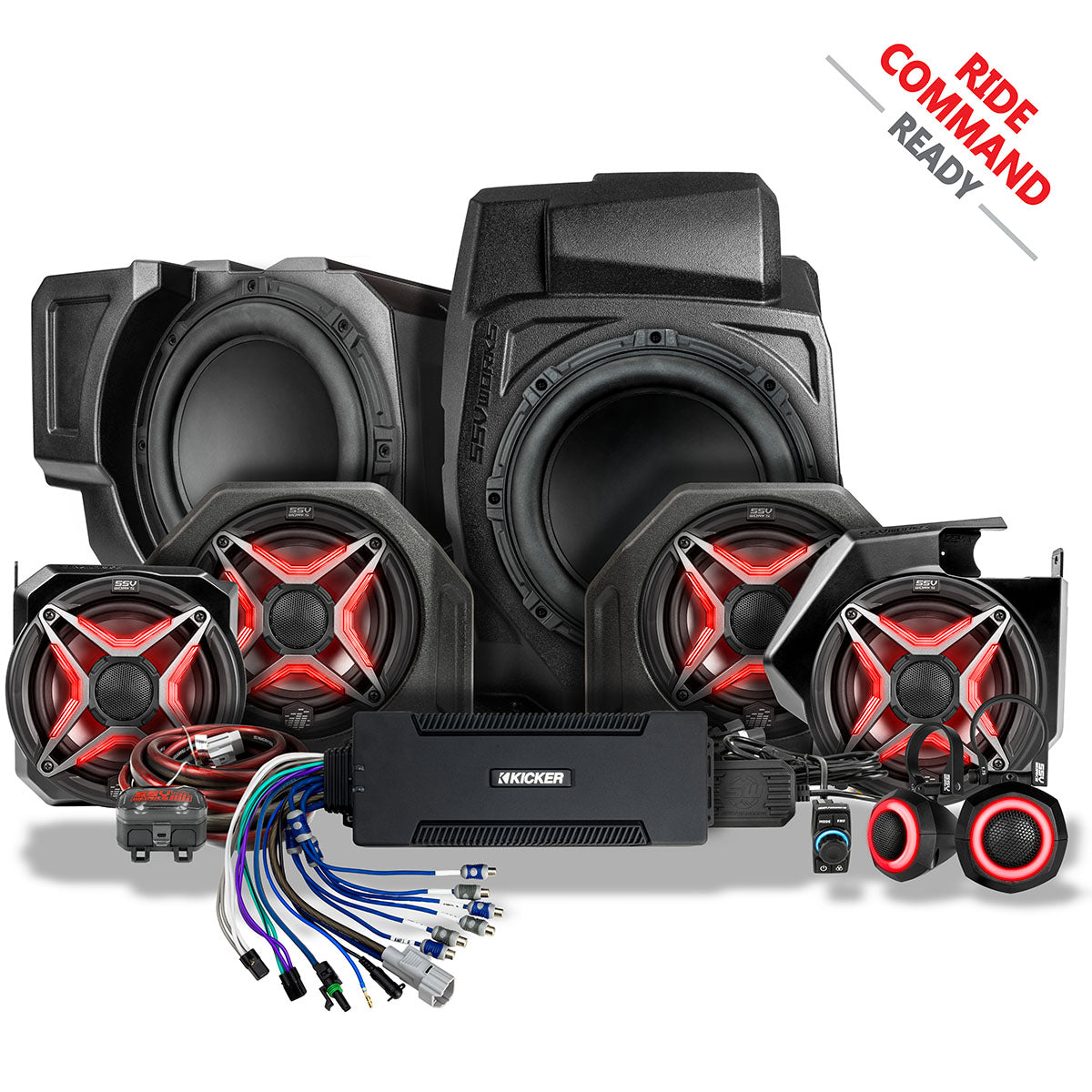 2025-2026 Polaris® RZR Pro R / Pro S / Pro XP Phase-5 V-Spec 7-Speaker Plug-&-Play Kit for Ride Command