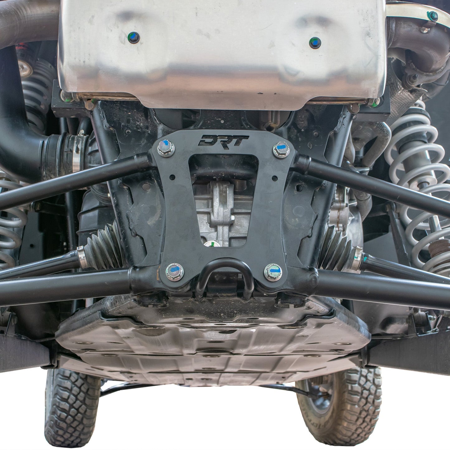 RZR Pro XP radius rod plate installed on rear frame