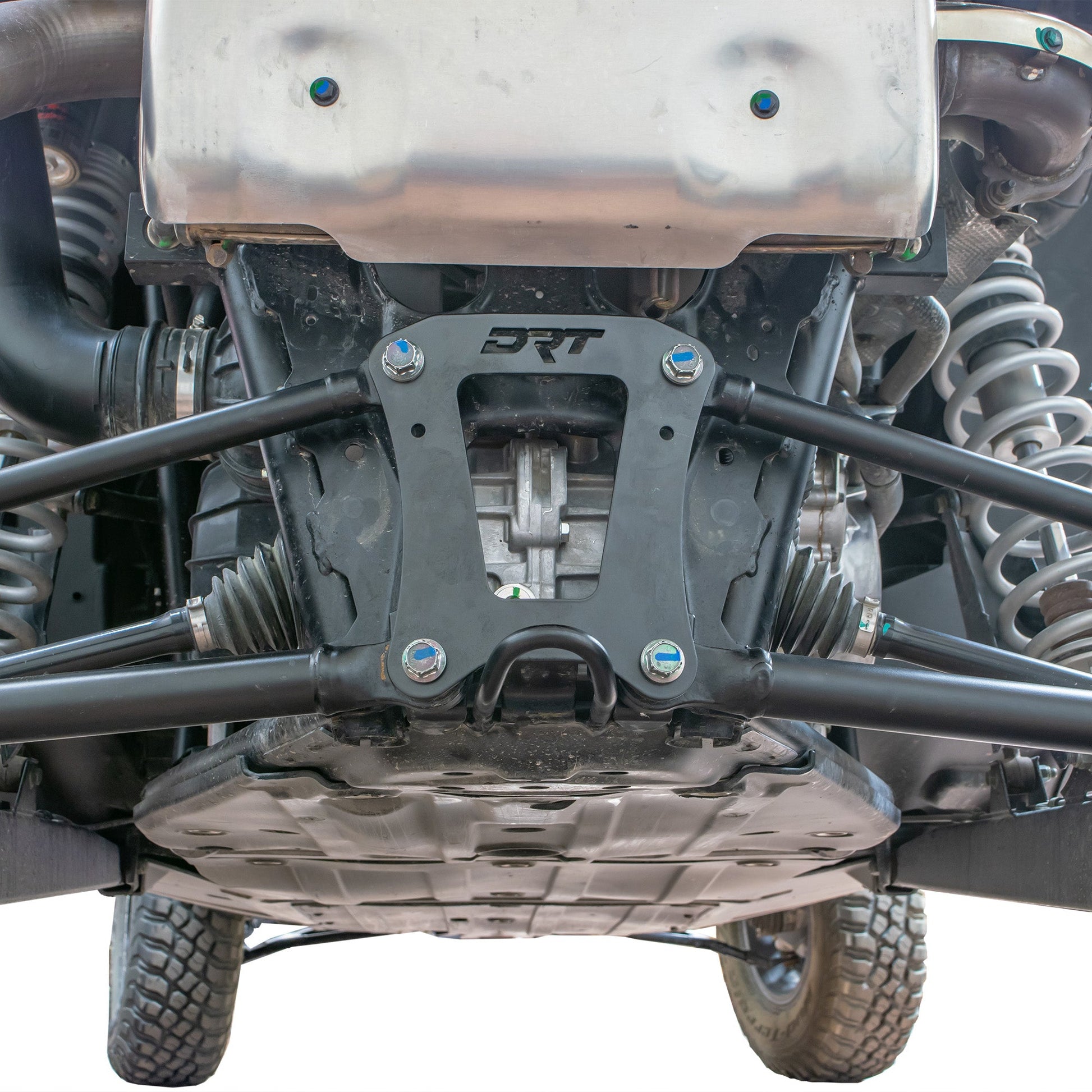 RZR Pro XP radius rod plate installed on rear frame