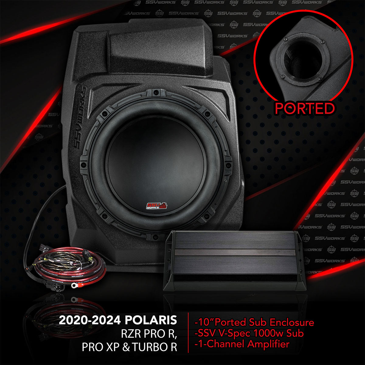 2020, 2021, 2022, 2023, 2024 Polaris RZR Pro R, Turbo R and Pro XP Subwoofer add-on Kit with Ported Subwoofer Enclosure for Factory Ride Command