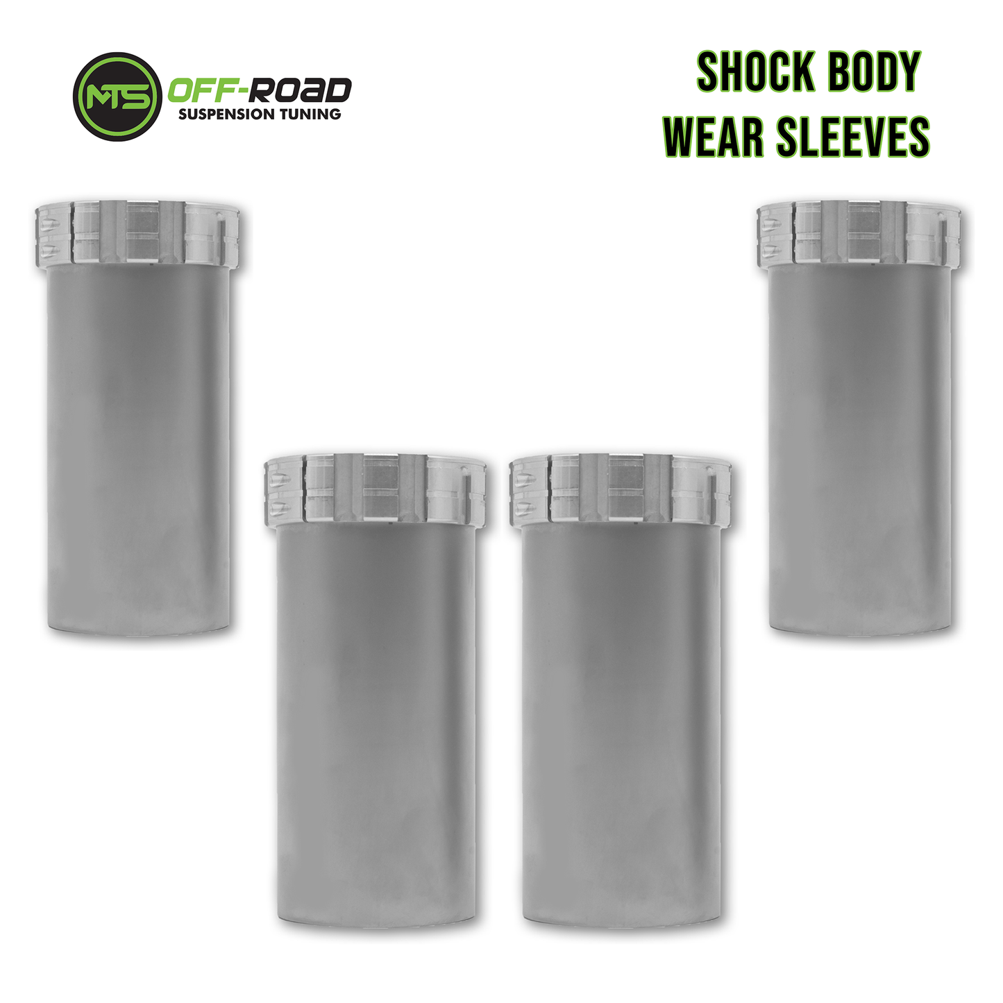 Set of shock body wear sleeves with MTS Off-Road logo on a white background