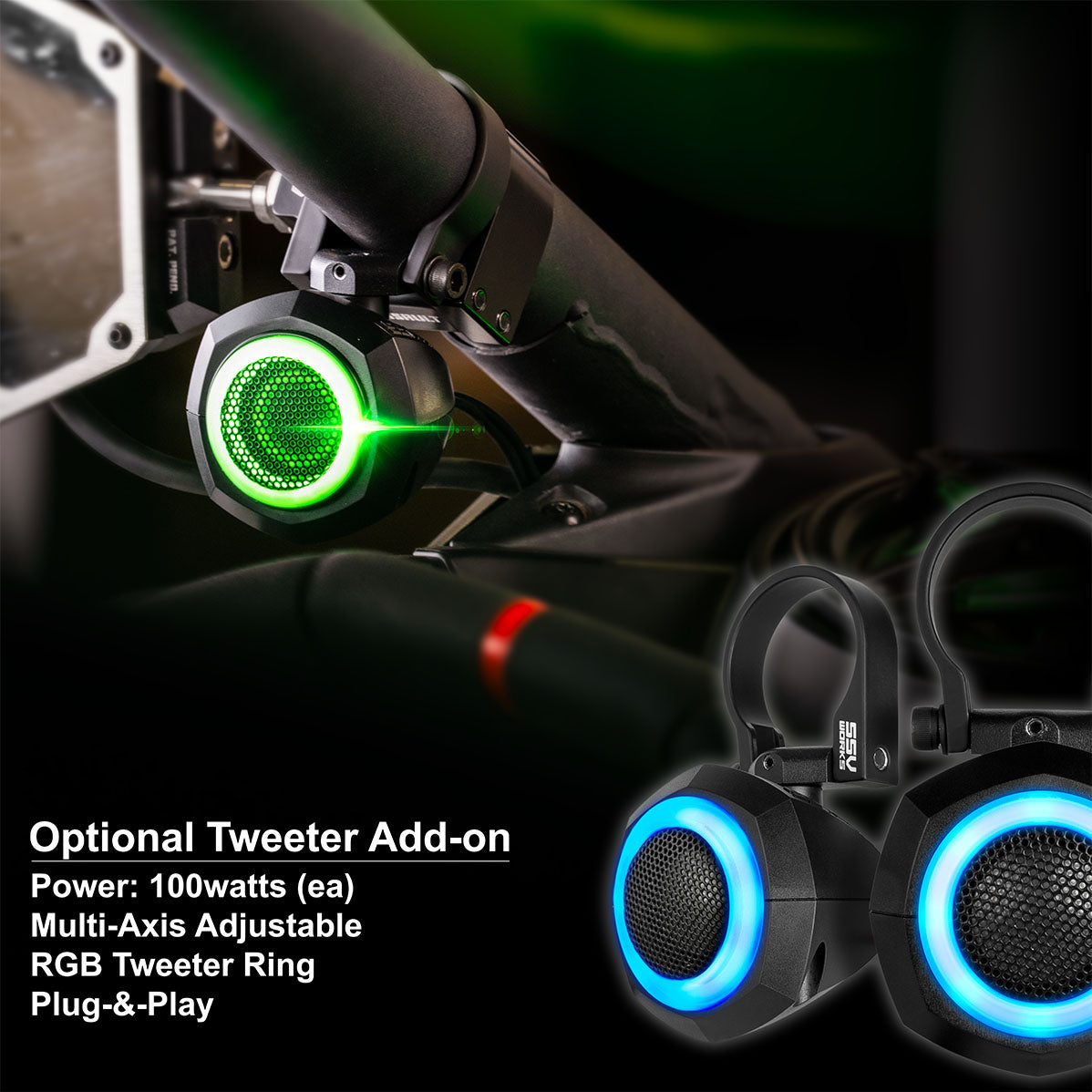 2014-2023 Polaris RZR A-Spec SSV Works 5-Speaker Plug-&-Play Kit with JVC