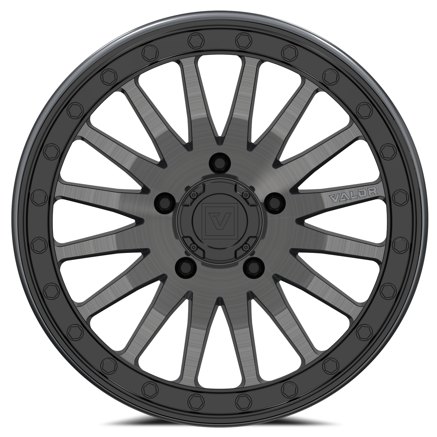 V06 Brushed Gunmetal UTV Beadlock - Valor Offroad