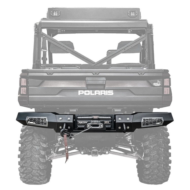 Polaris Ranger Rear Winch Bumper Elite Edition No Lights Black With Jewel Gray Accent Panels Thumper Fab