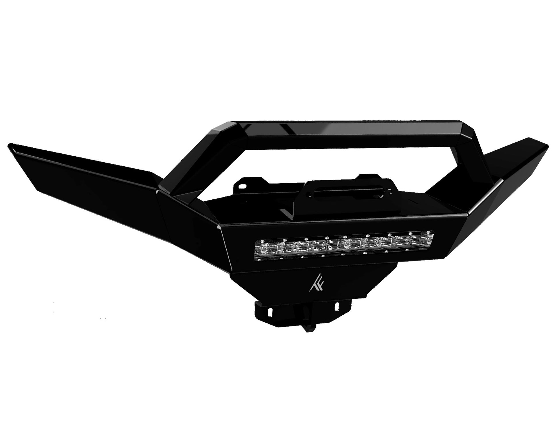 Defender Front Winch Bumper w/ Lights Black Thumper Fab