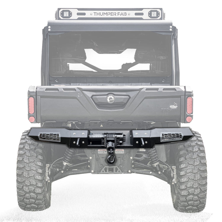 Can-Am Defender Rear ELITE Winch Bumper w/ Lights Raw Thumper Fab