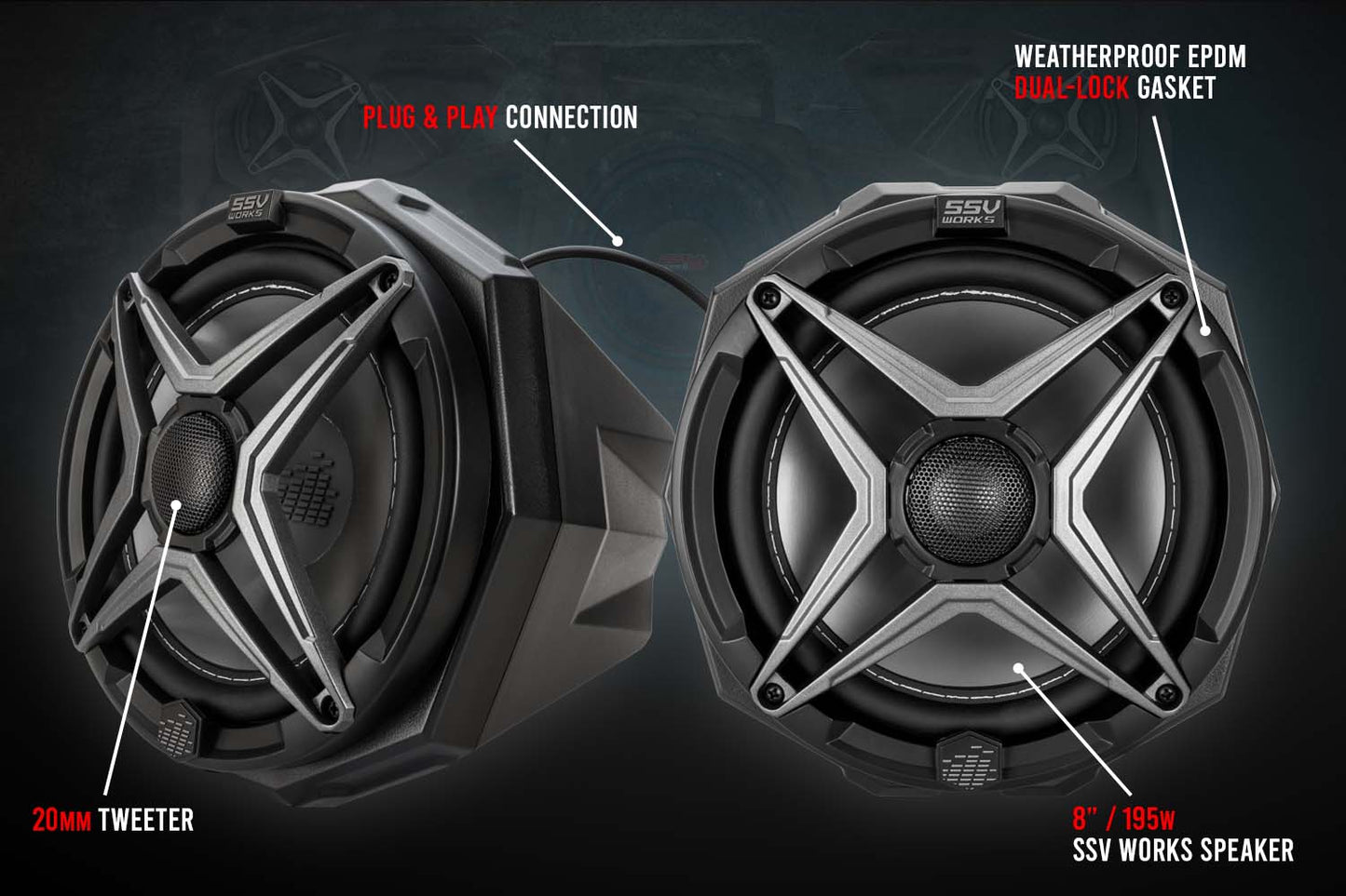 2021-2023 Polaris RZR Pro 8in Cage-Mounted Speaker Pods for Ride-Command